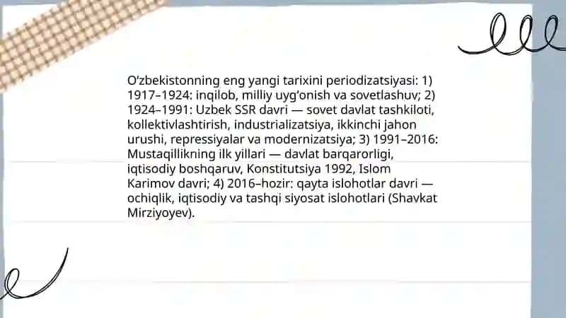 Oʻzbekistonning eng yangi tarixini oʻrganish va tamoyillari 3