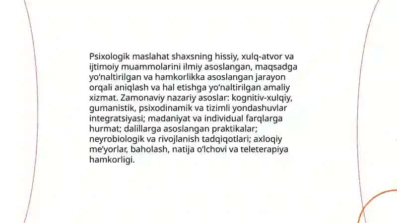 Psixologik maslahatning zamonaviy tushunchalari 3