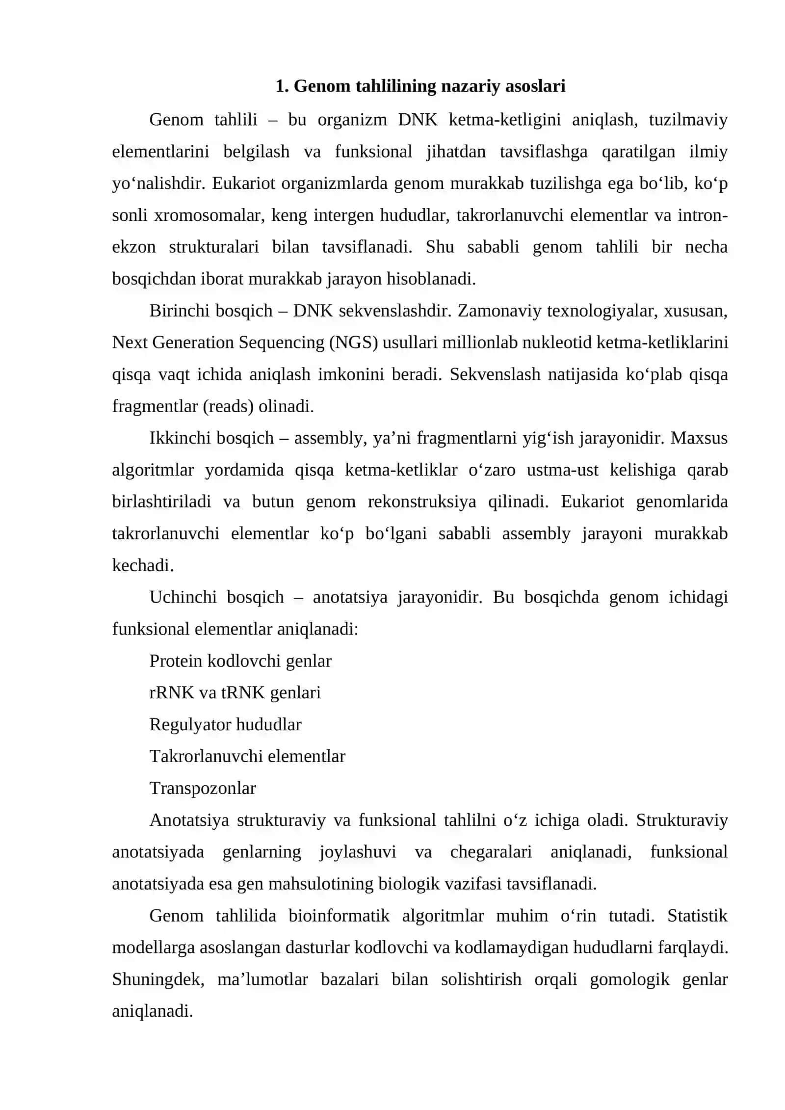 GENOM TAHLILI VA EUKARIOT ORGANIZMLAR GEN STRUKTURALARINI BASHORAT QILISH 3