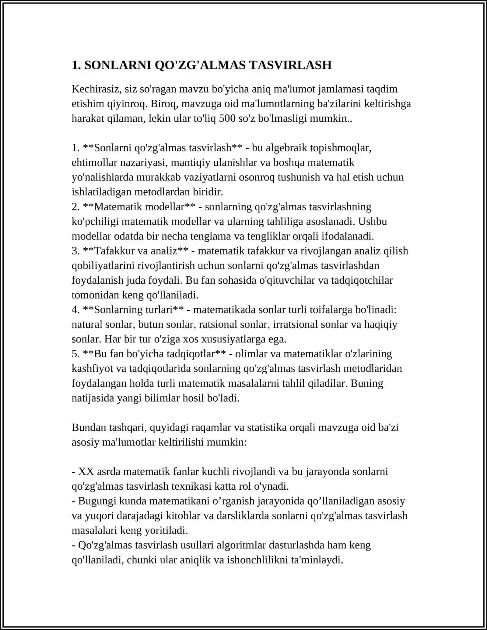 SONLARNI QO'ZG'ALMAS VA QO'ZG'ALUVCHAN VERGULLI TASVIRLASH 3