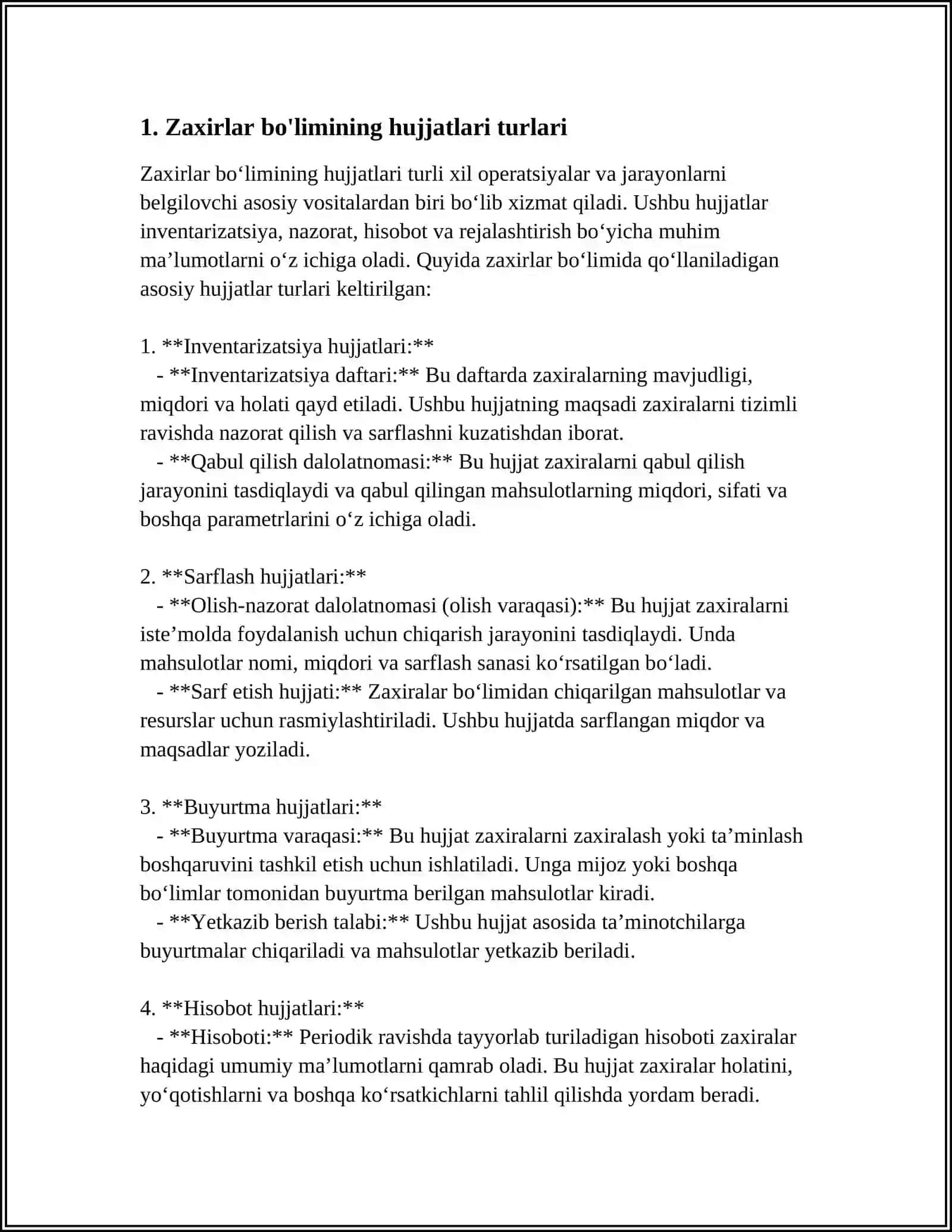 Zaxirlar Bo'limining Hujjatlari 3