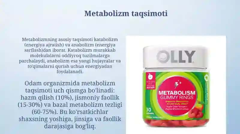 Metabolizm jarayonida energiya hosil bo'ilish va sarflanishi 3