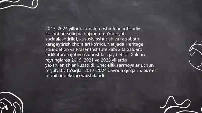 Iqtisodiy islohotlar va xalqaro iqtisodiy erkinlik indekslaridagi o'zgarishlar 3