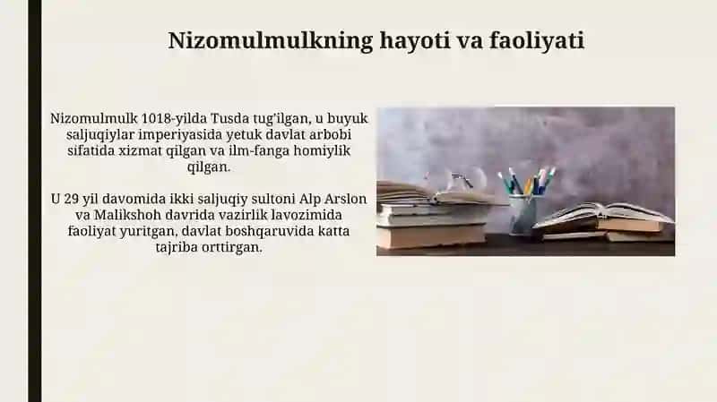 Nizom ul-mulkning "siyosatnoma asarida jamiyat boshqaruviga oid masalalar 3