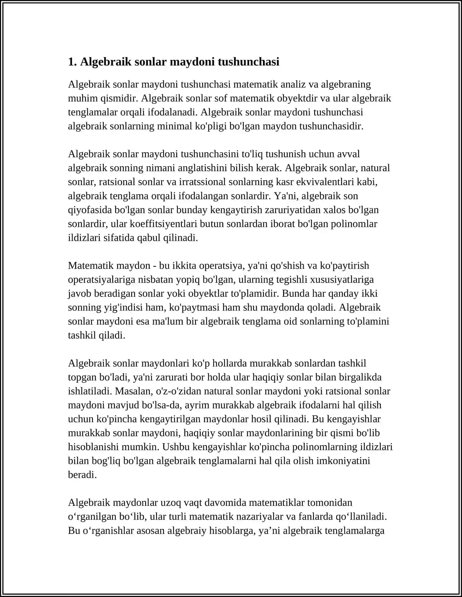 ALGEBRAIK SONLAR MAYDONI 3