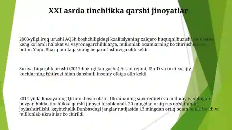 Tinchlikka qarshi jinoyatlar 3