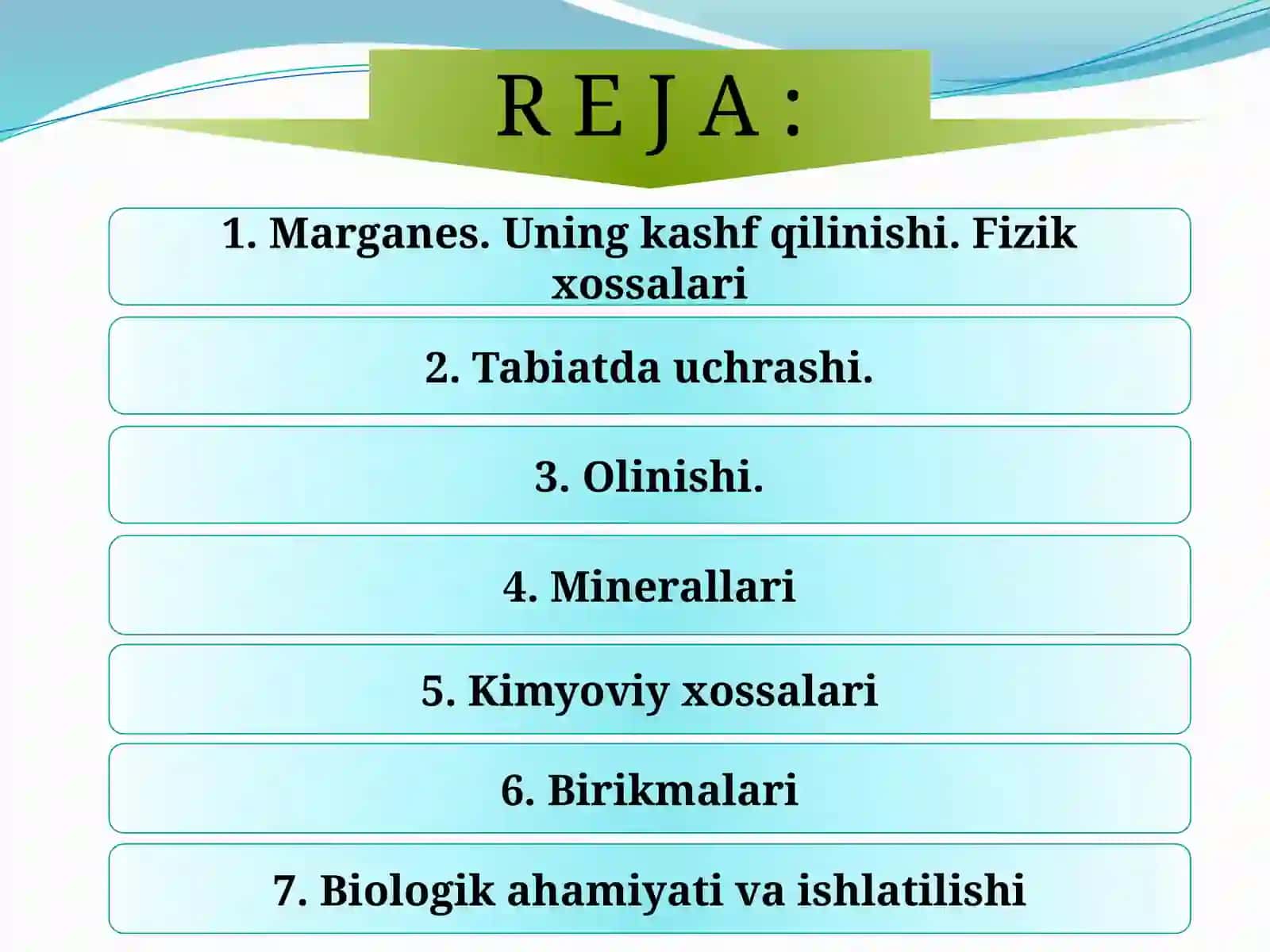 Marganets (Mn) ochiq dars 3