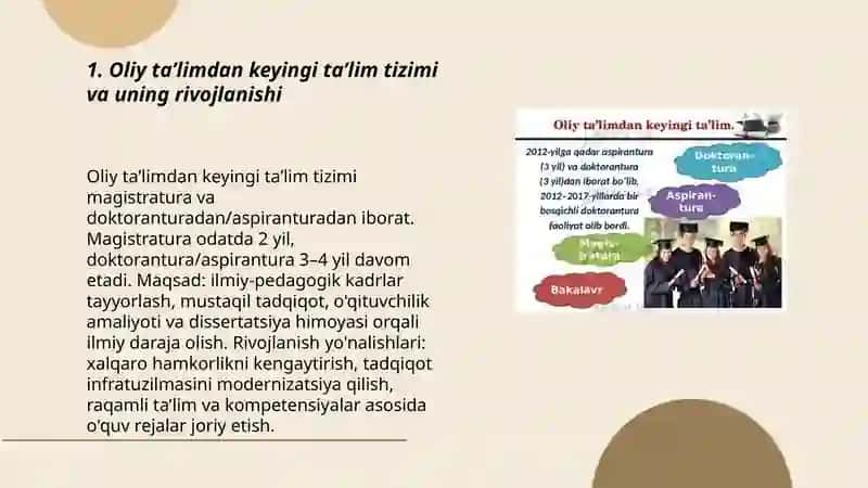 Oliy taʼlimdan keyingi taʼlim ilmiy pedagogik kadrlarni tayyorlash 3