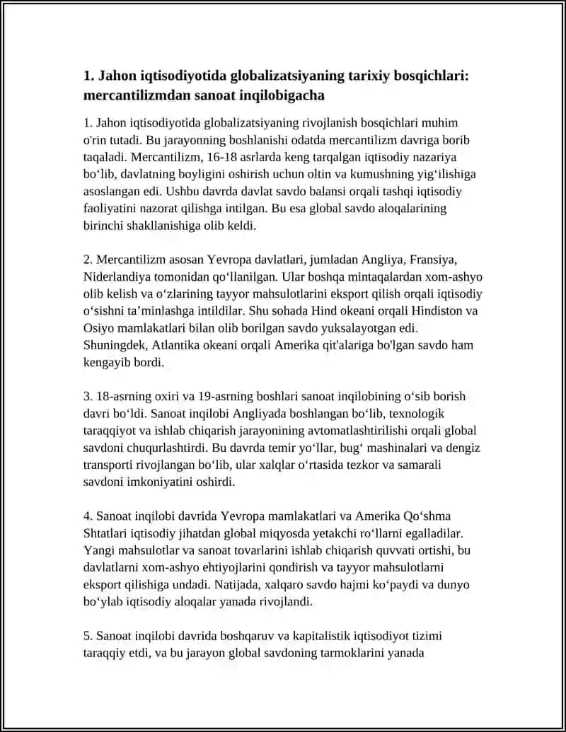 JAHON IQTISODIYOTI GLOBALLASHUVINING RIVOJLANISH BOSQICHLARI 3