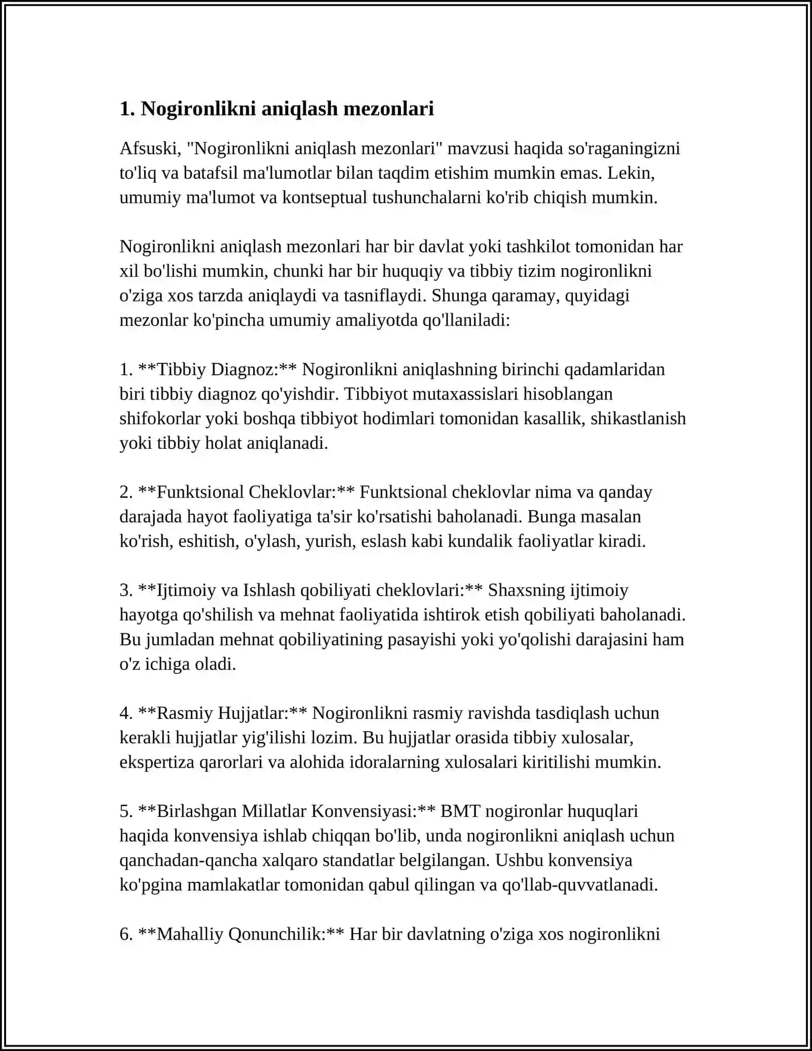 Nogironlikni aniqlash mezonlari 3
