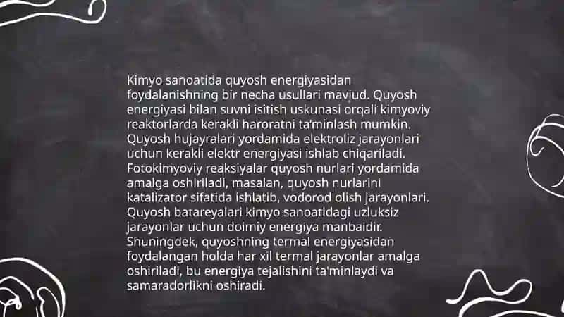 Kimyoviy texnologiyada yangi energiya manbalarini ishlab chiqarish texnologiyalari 3