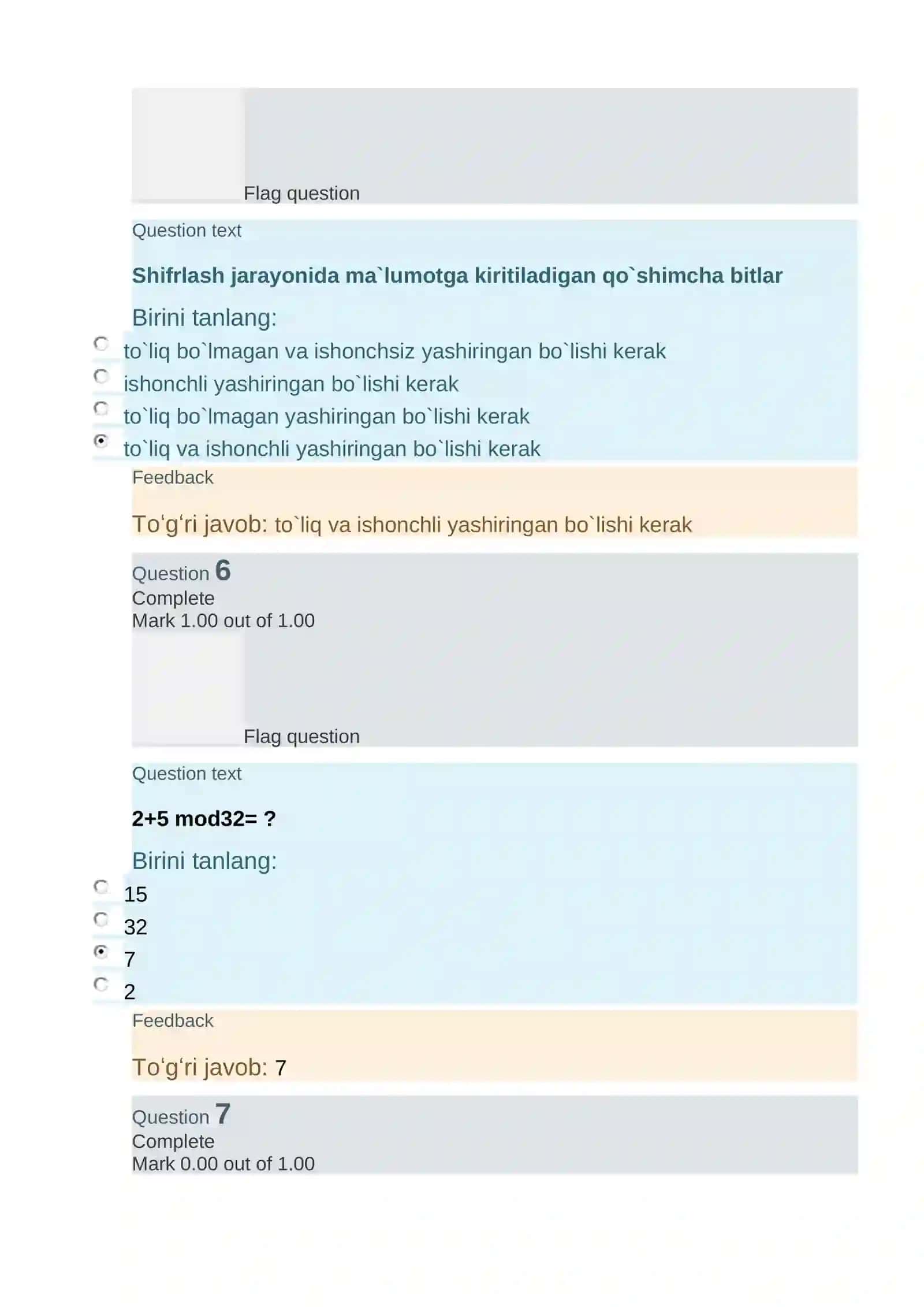 Mumkin bo‘lgan to‘plamlardan olingan har qanday kalitlar quyidagini ta’minlaydi 3