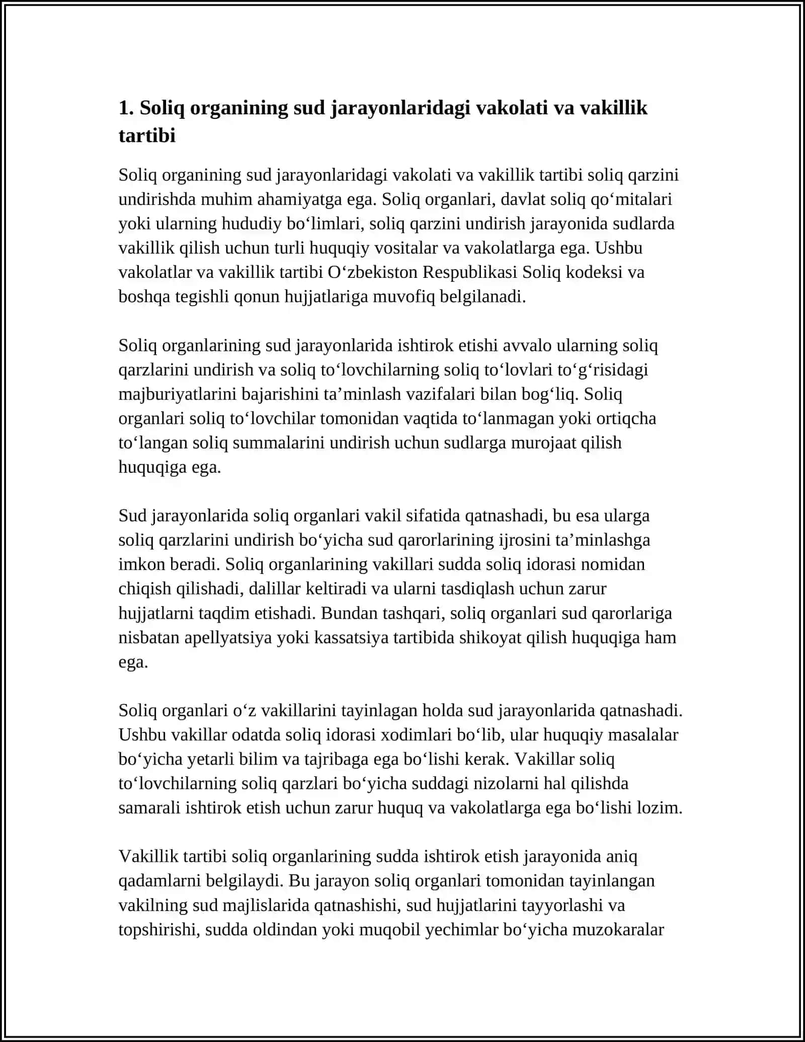 SOLIQ QARZINI UNDIRISHDA SUD JARAYONLARIDA ISHTIROK ETISH TARTIBI 3