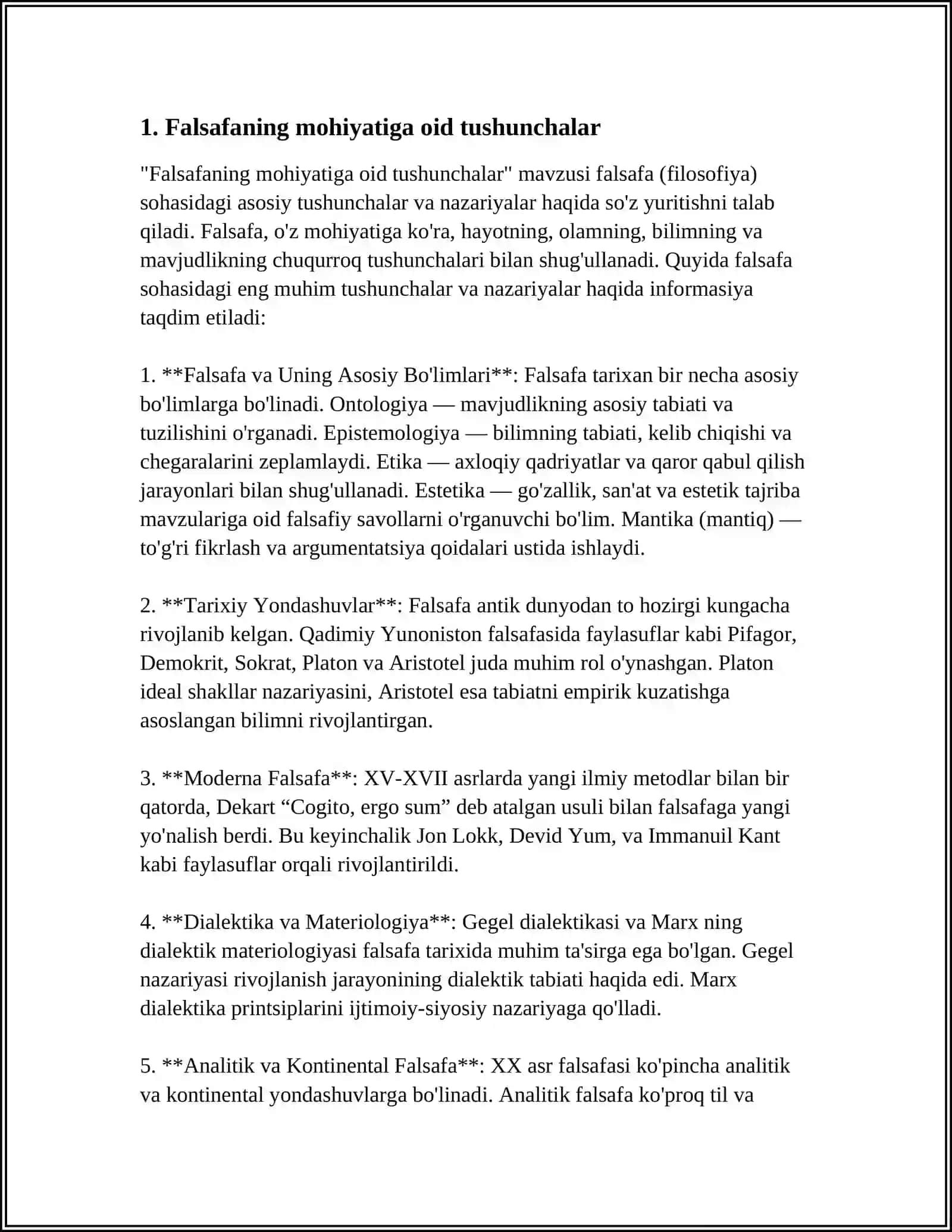 FALSAFANING MOHIYATIGA OID SHARQ VA GʻARB MUTAFAKKIRLARI TA'RIFLARINI TASNIFLASH VA ULAR BOʻYICHA PREZENTATSIYA TAYYORLASH 3