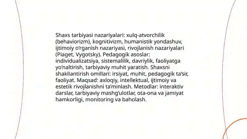 Shaxs tarbiyasi va rivojlanishi 3
