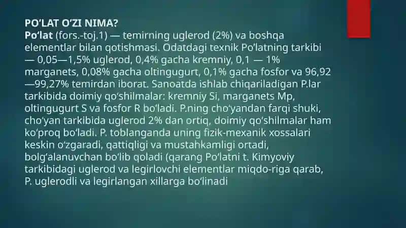 Po'lat tarkibi 3