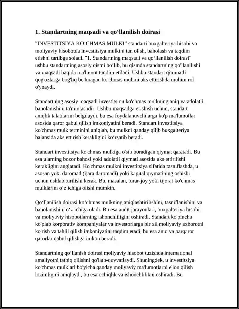 "INVESTITSIYA KO’CHMAS MULKI" standarti 3