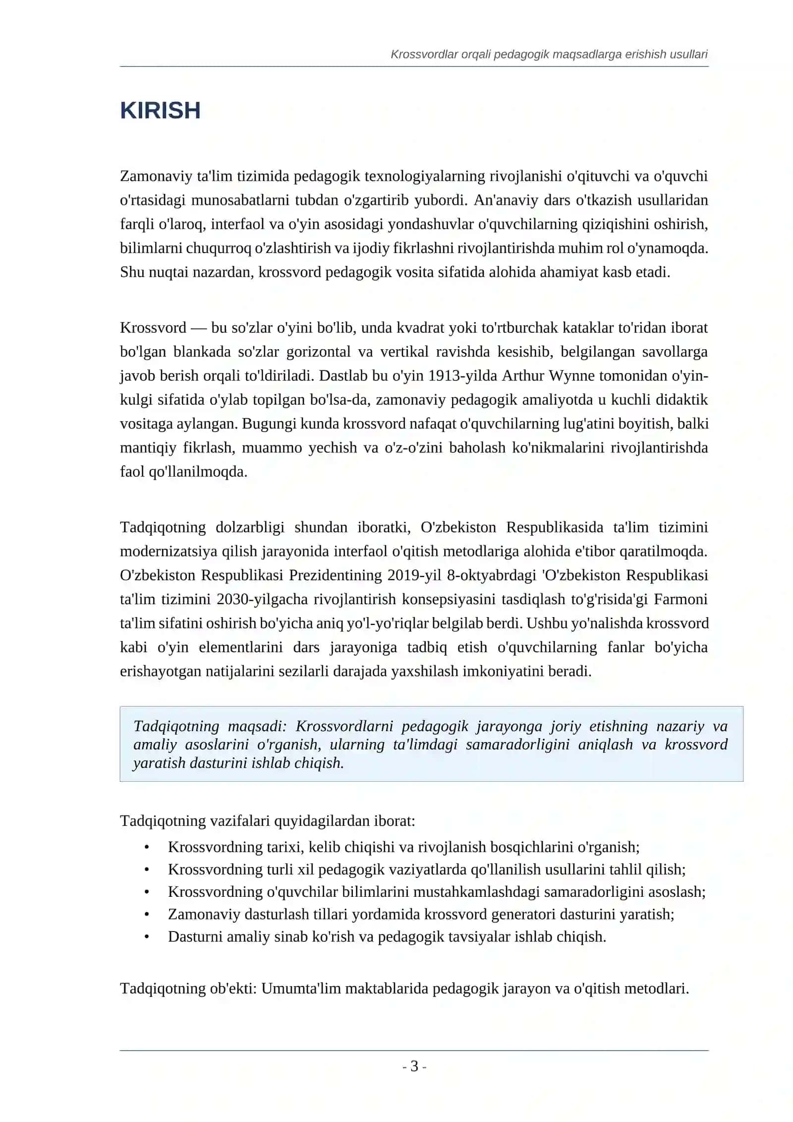 KROSSVORDLAR ORQALI PEDAGOGIK MAQSADLARGA ERISHISH USULLARI 3