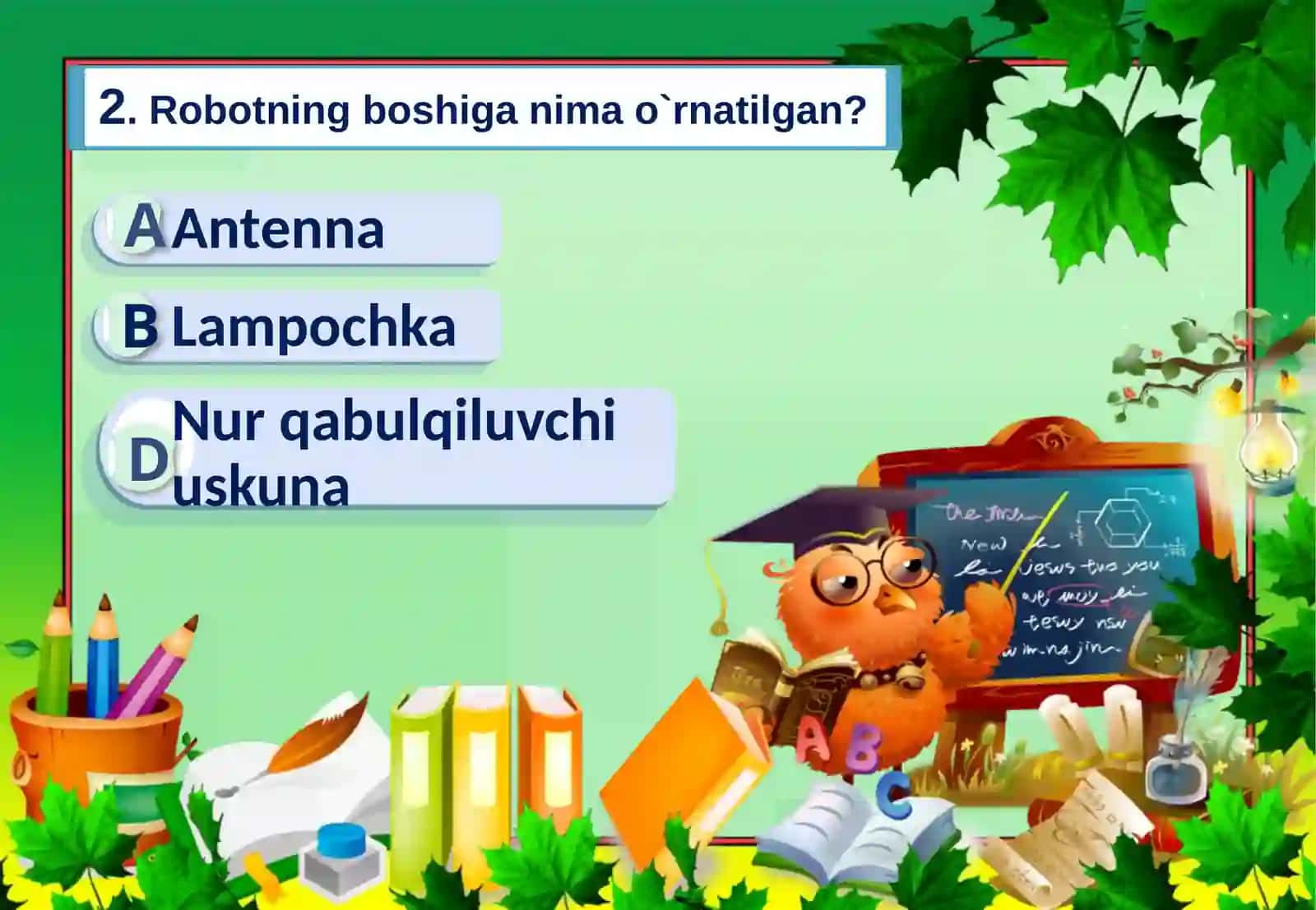 Ona tili va o`qish savodxonligi” Quyosh –quvvat manbai” bo`limini mustahkamlovchi test 3