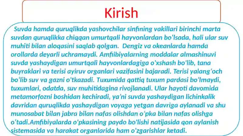 Suvda hamda quruqlikda yashovchilarning quruqlikka moslanish xususiyatlari 3