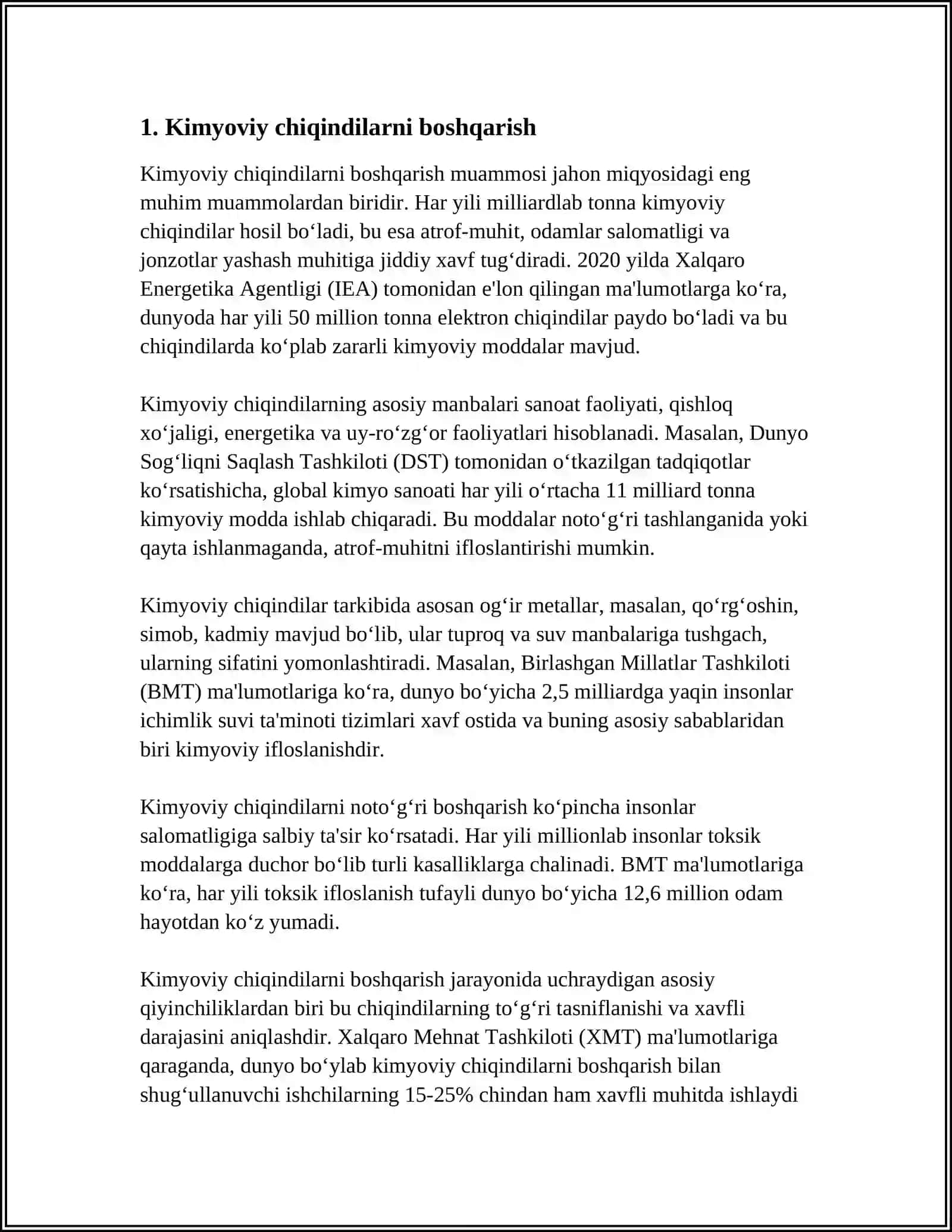 KIMYO VA ATROF MUHIT MUHOFAZASINING MUAMMOLARI 3