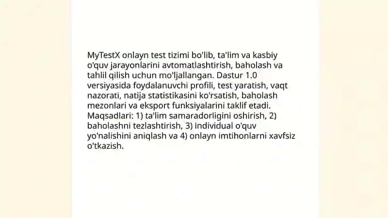 MyTestX dasturi va ularning imkoniyatlari 3