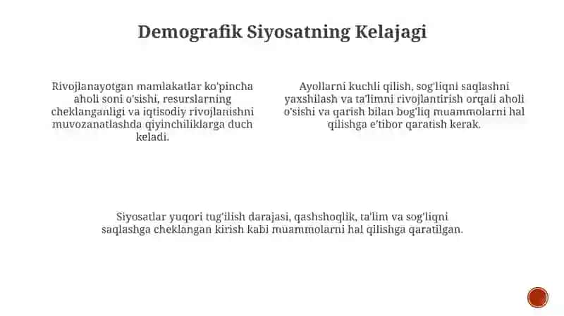 Rivojlanayotgan mamlakatlar demografik siyosati 3