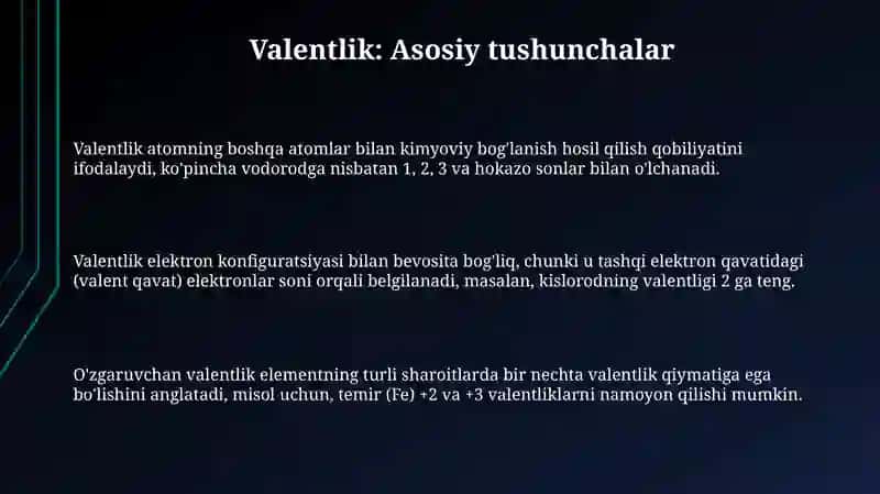 Valentlik va Elektromanfiylik 3