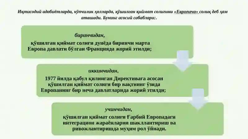 Қўшилган қиймат солиғи. Акциз солиғи. 3