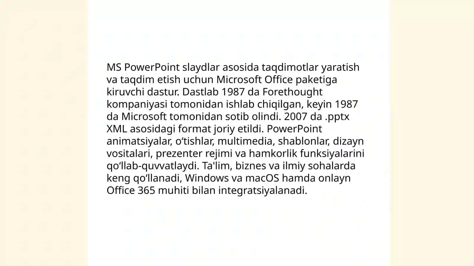 MS Power Pointning Dasturiy Taminoti va Uning Imkoniyatlari 3