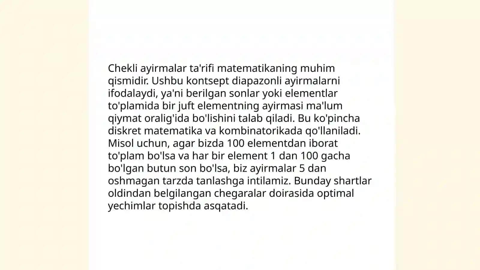 Chekli ayirmalar va ularning xossalari 3