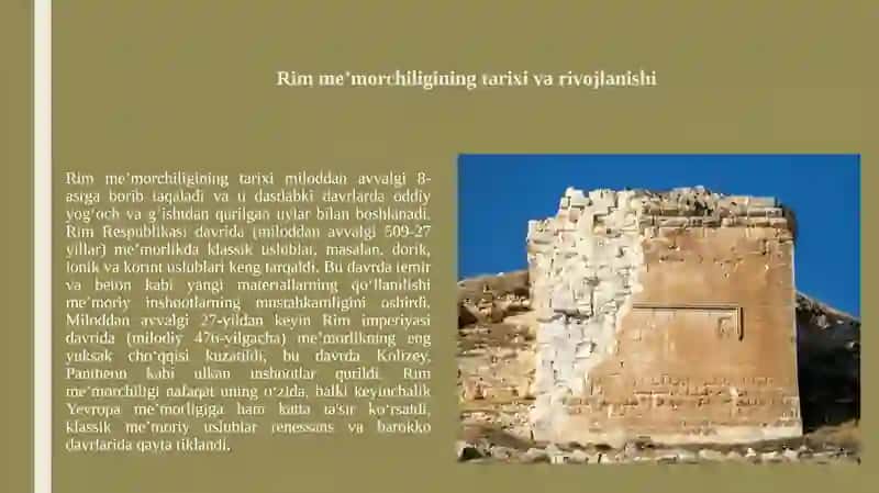 Rim meʼmorchiligining tarixi va rivojlanishi 3