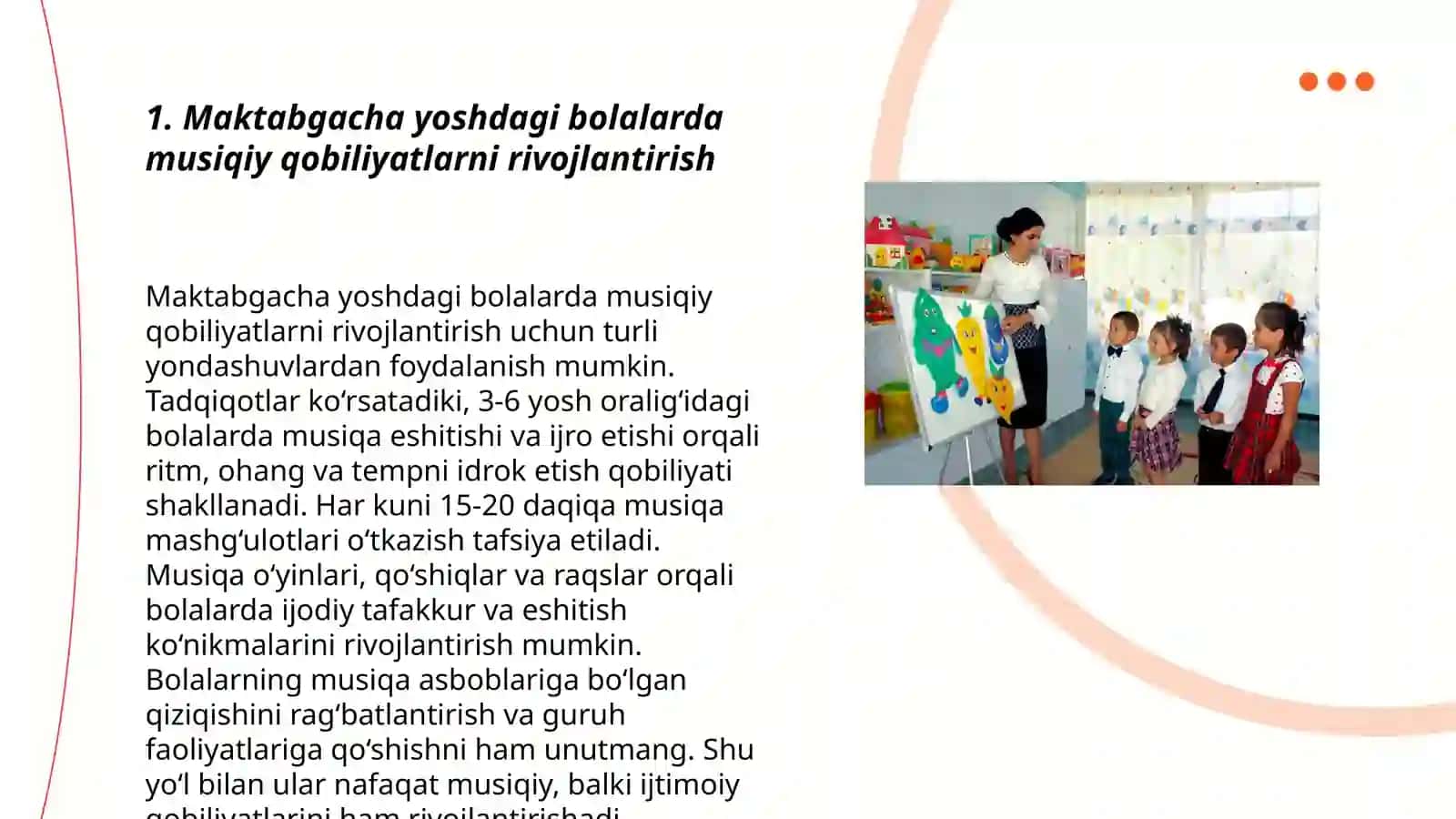 Maktabgacha yoshdagi bolalarga musiqiy tarbiya berish metodlari 3