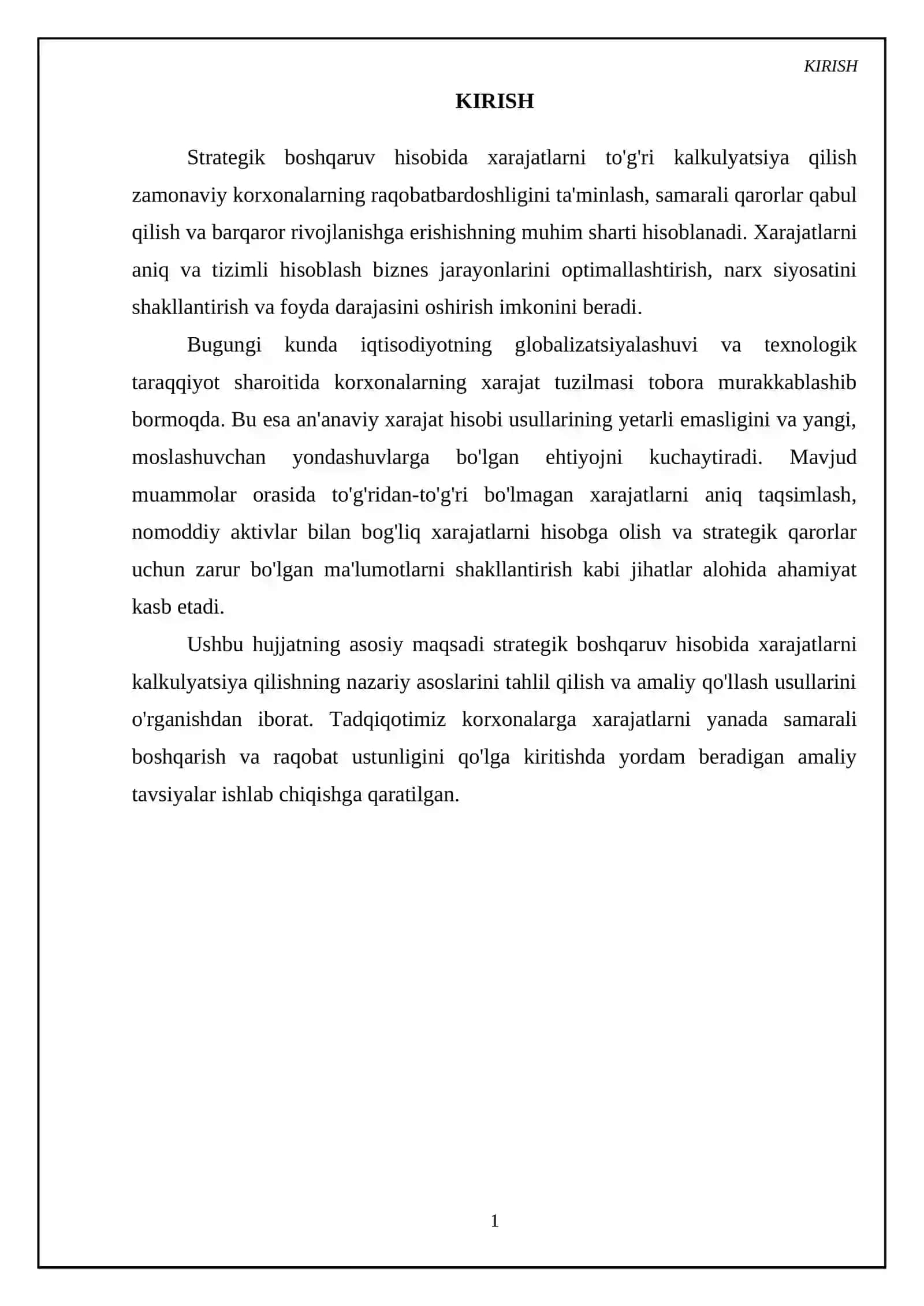 Strategik xarajatlarni tahlil qilish usullari 3