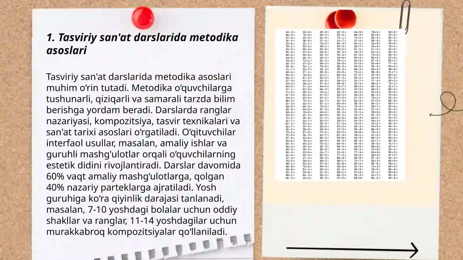 Tasviriy san'at darslarida qòllaniladigan metodlar va ularning ahamyati 1 soatlik ochiq dars ishlanma 3