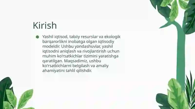 Yashil iqtisodni tavsiflovchi ko'rsatkichlar tizimini aniqlash bo'yicha yondashuvlar 3