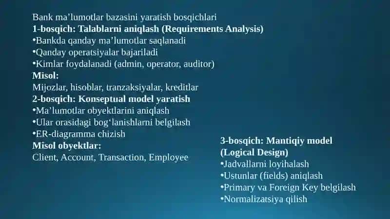 Bankma’lumotlarbazasi 3