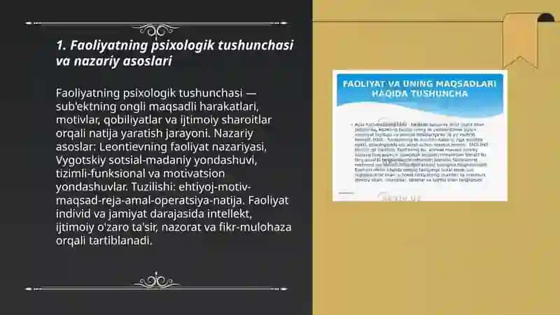 Faoliyatning psixologik talqini va faoliyat turlari 3