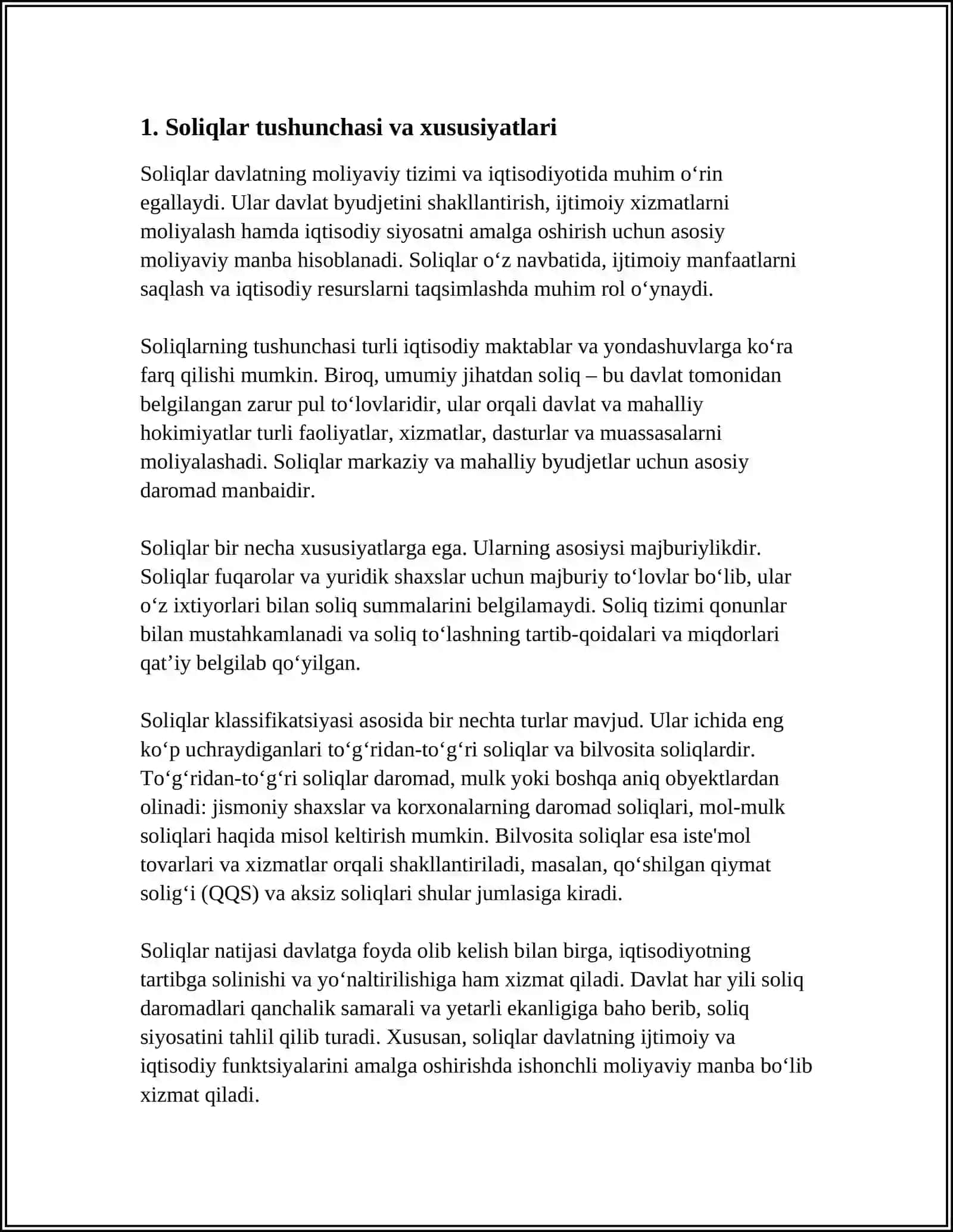 SOLIQLAR, ULARNING VAZIFALARI VA TURLARI 3