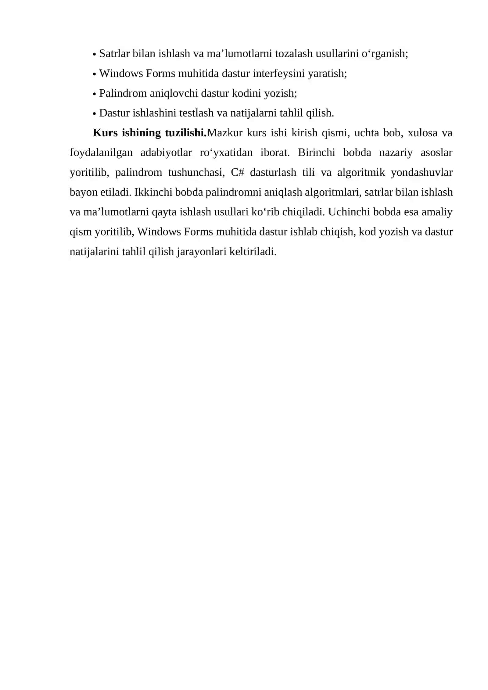 PALINDROM ANIQLASH DASTURINING AMALIY ISHLANMASI 3