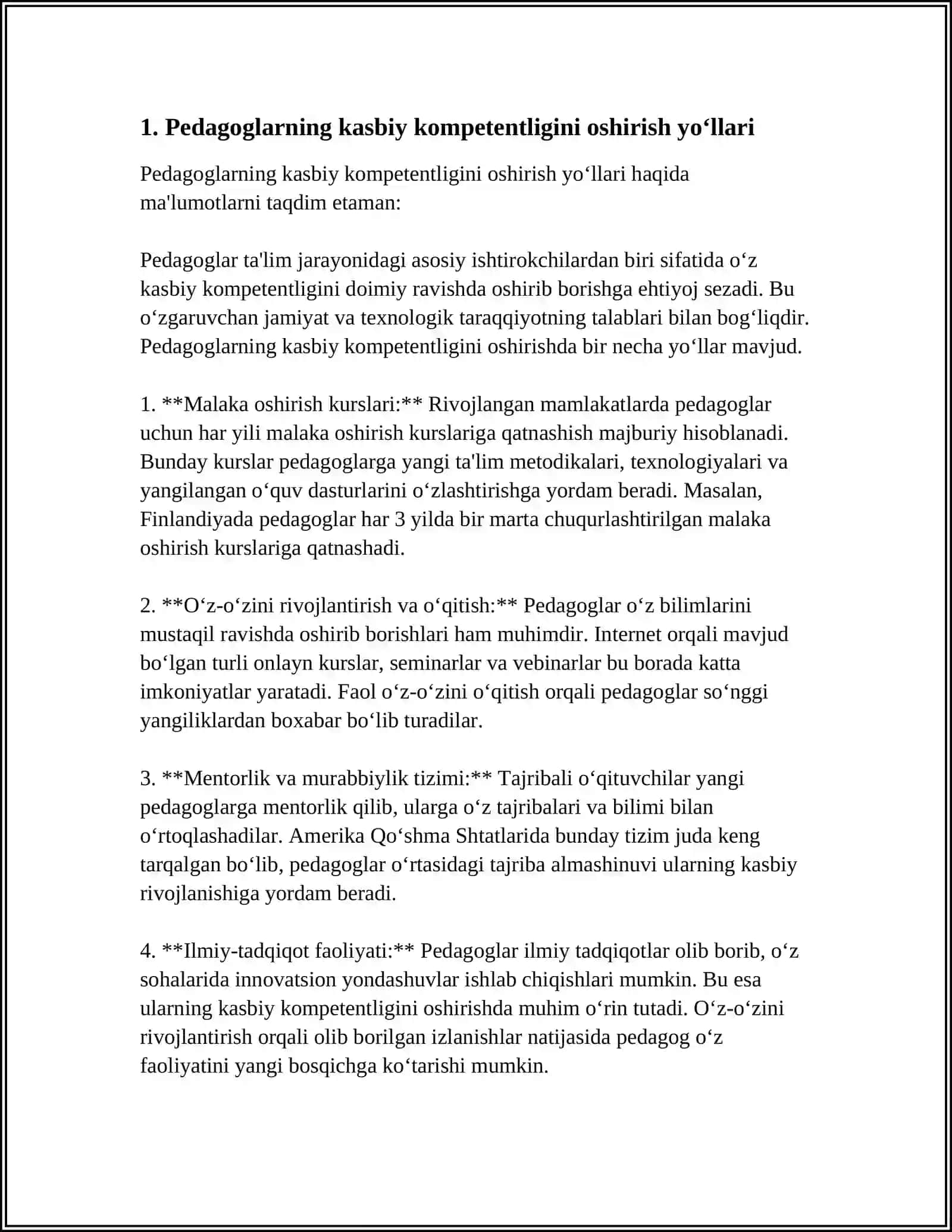 PEDAGOGNING KASBIY KOMPETENTLIGI VA KREATIVLIGI 3