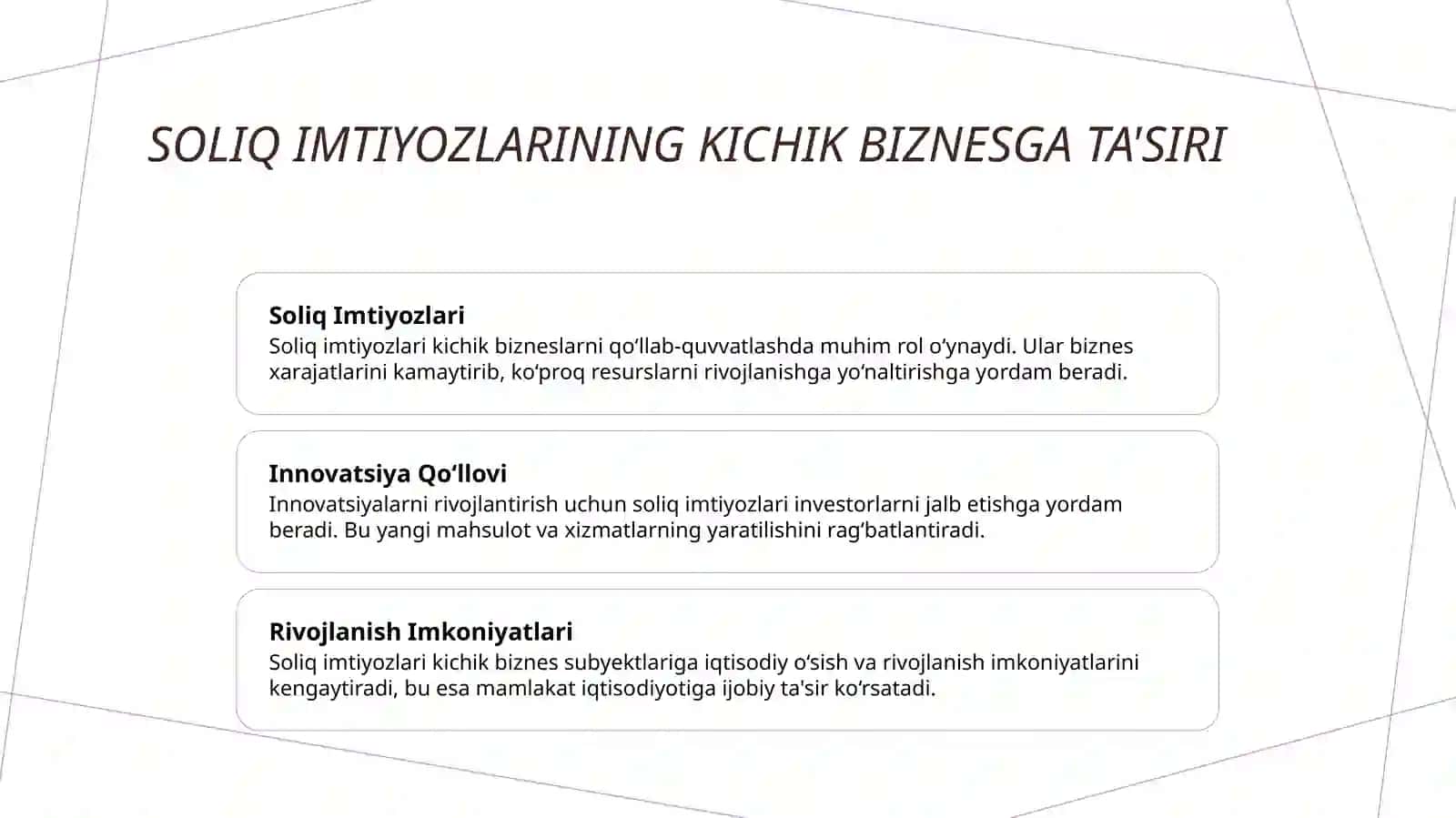 Soliq imtiyozlari orqali kichik biznesni rivojlantirish strategiyalari 3