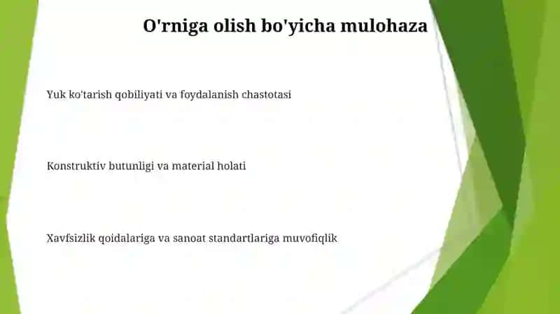 Yuk ko‘taruvchi konstruktsiyalarni almashtirish 3
