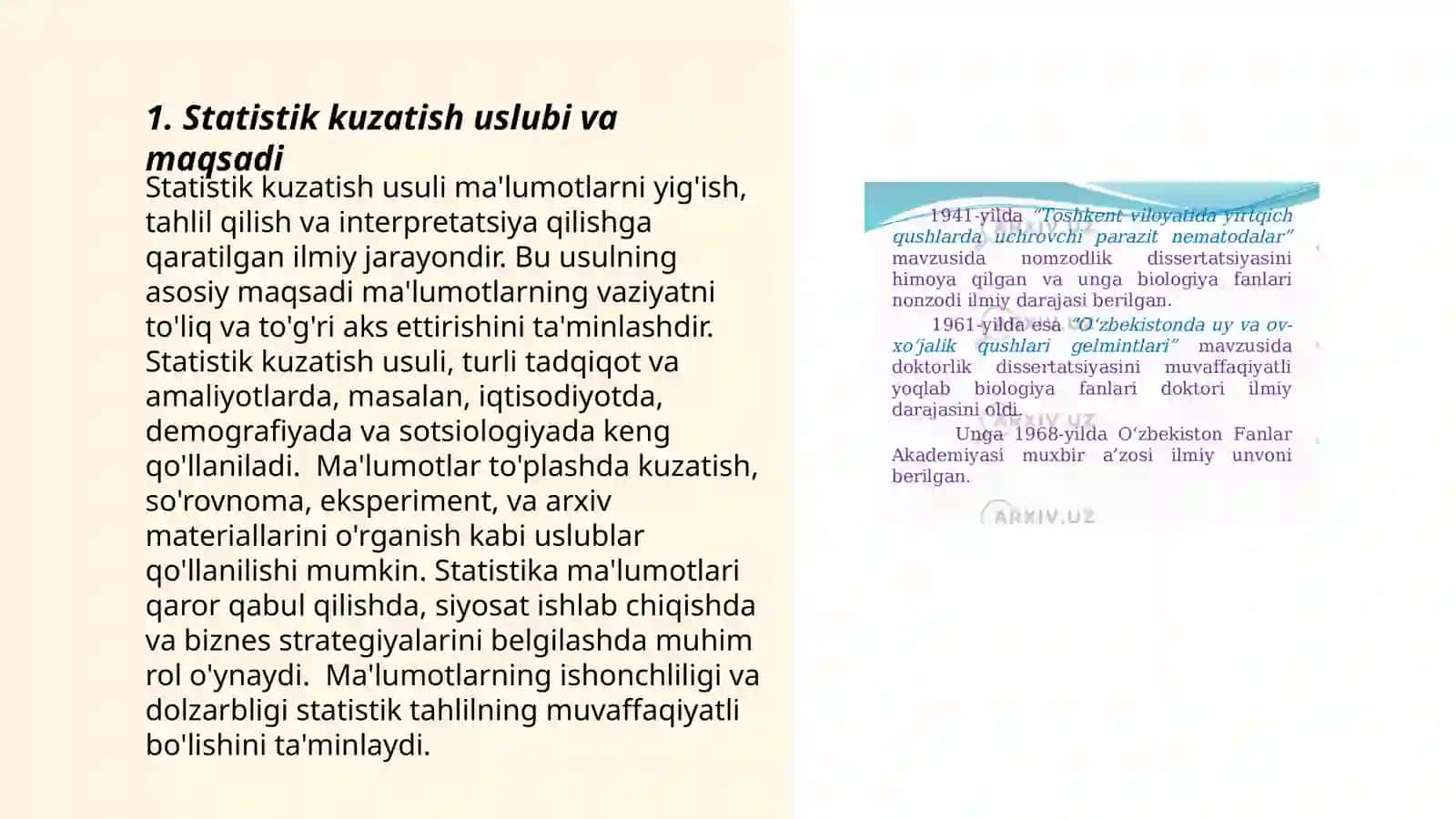 Statistika fanining predmeti va uslubi.Statistik kuzatish uslubiyati 3