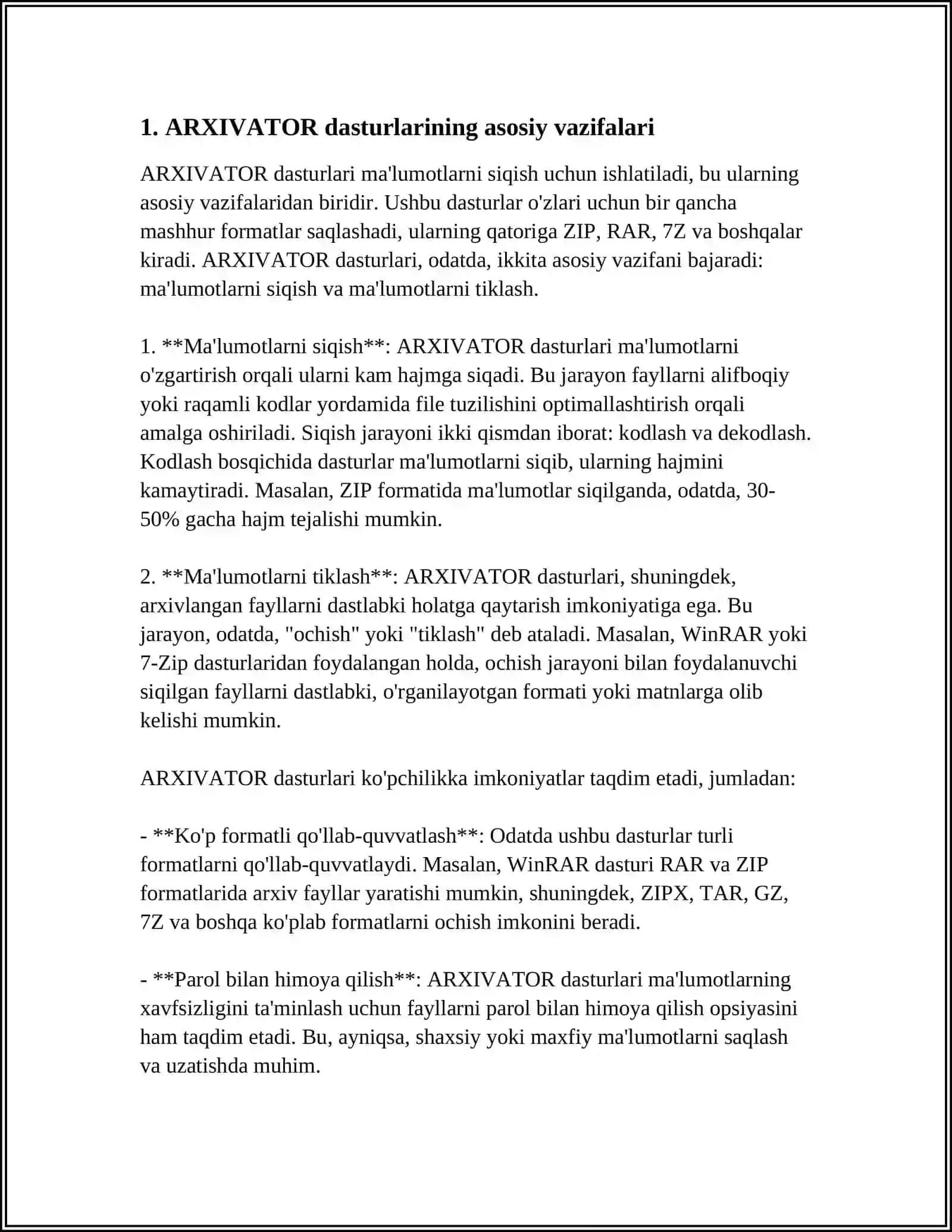 ARXIVATOR DASTURLA VA ULARNING IMKONIYATLARI 3