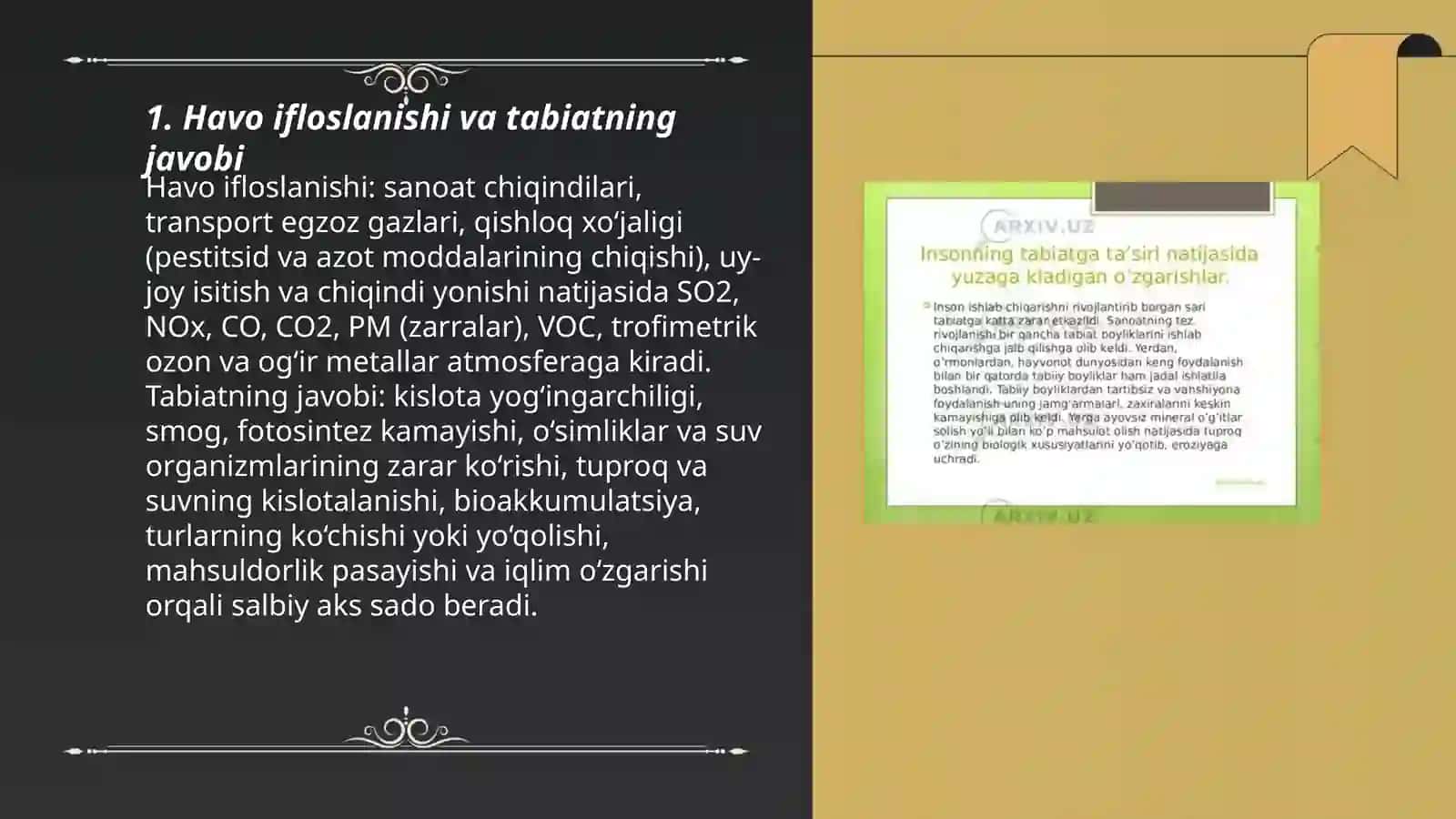 Inson faoliyatining tabiatga taʼsiri va tabiatning javobi 3