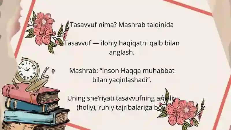 Mashrab she'riyatida tasavvufiy badiiy ifoda 3