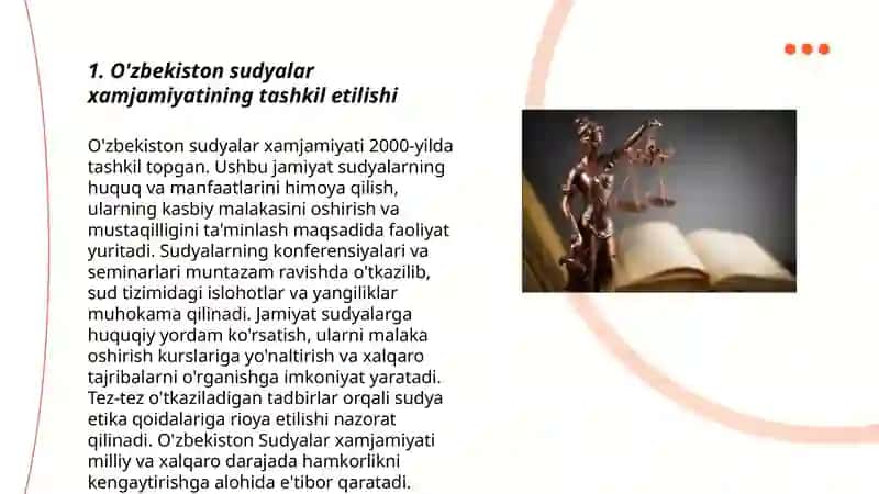 O'zbekiston Respublikasi sudyalar xamjamiyatining tashkil etilishi 3