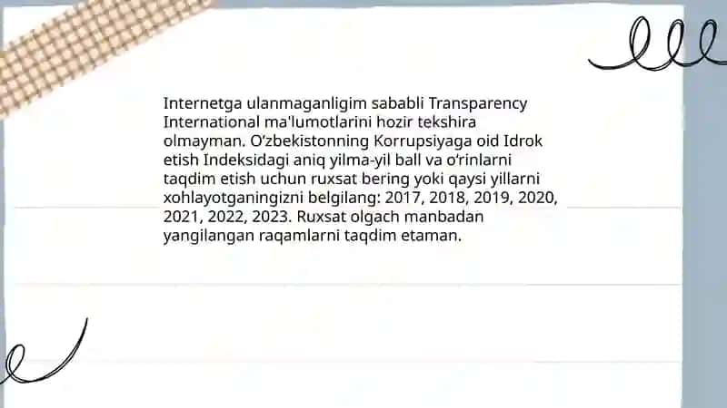 Yangi Oʻzbekistonda ijtimoiy -siyosiy, iqtisodiy va madaniy hayotida roʻy berayotgan oʻzgarishlarning xalqaro reyting va indekslarda aks etishi 3