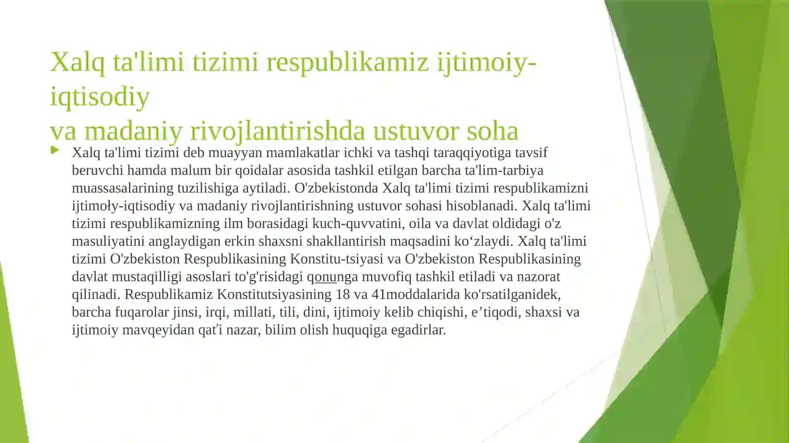 Xalq ta'lim tizimi Respublikamiz iqtisodiy va madaniy rivojlanishda ustuvor soha 3